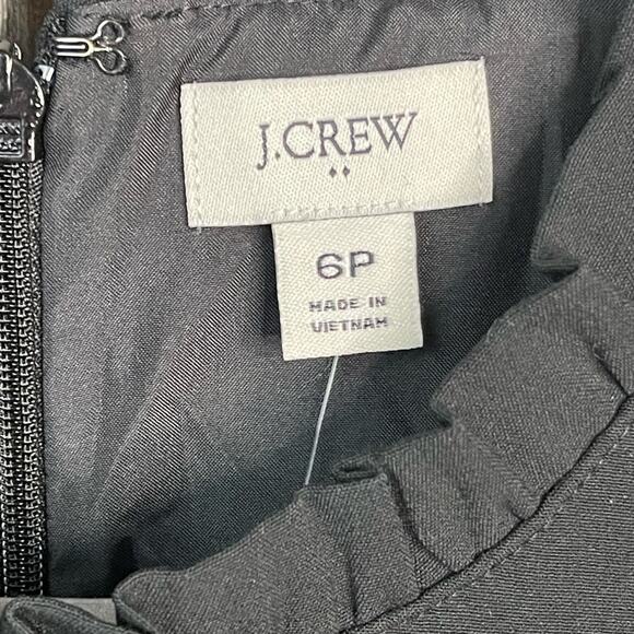 J. Crew Factory Ruffleneck Suiting Dress in Black Size Petite 6 NWT - Picture 9 of 13